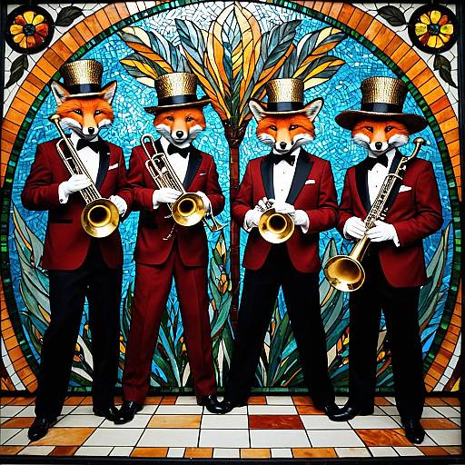 Fox Jazz Band in Stained Glass Mosaic