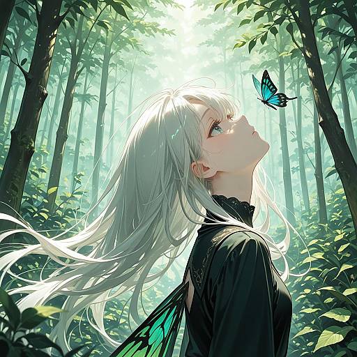 Enchanted Girl with Butterfly Wings