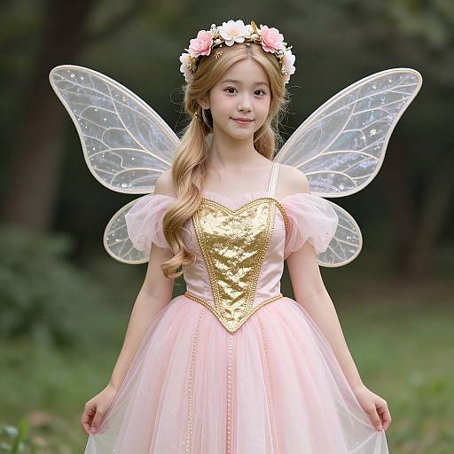 Rose Gold Fairy in Pink Dress