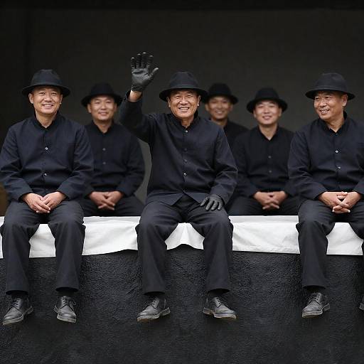 Six Men in Dark Clothing Photograph