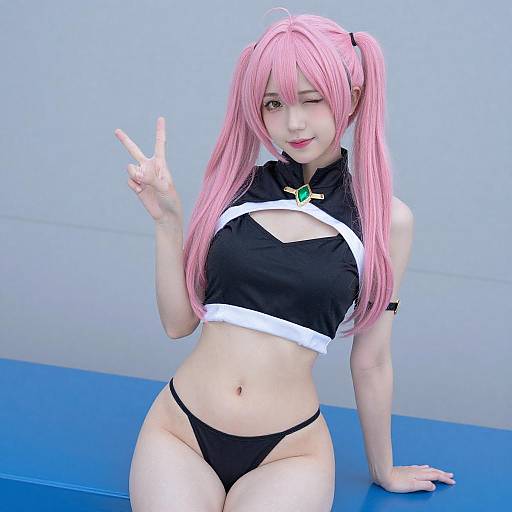 Cosplay Girl with Pink Pigtails