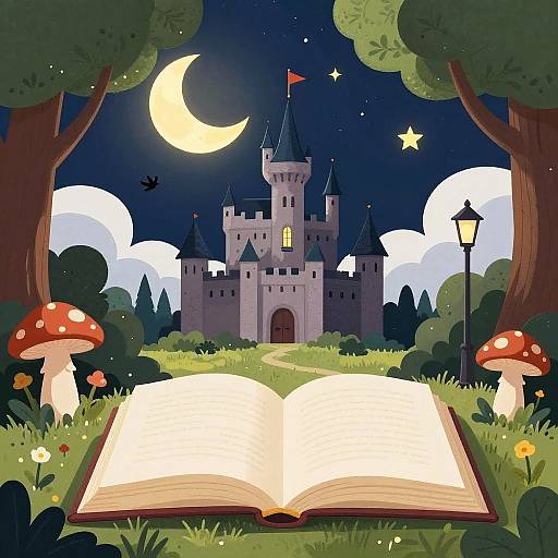 Mystical Nighttime Castle Scenery