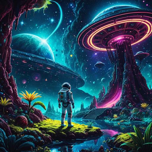 Astronaut Exploring Glowing Alien Temple Astronaut Exploring Glowing Alien Temple