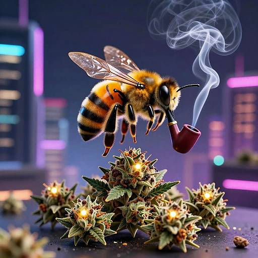 Cyberpunk Bee Smoking Weed