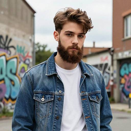 Teen Girl with Full Beard in Urban Style