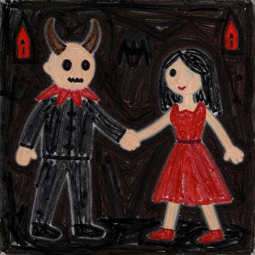 Childlike Horror Ritual Scene