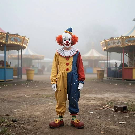 Whimsical Clown in Film Noir Amusement
