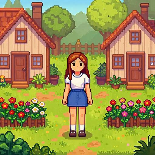 Cozy Village Garden Pixel Art