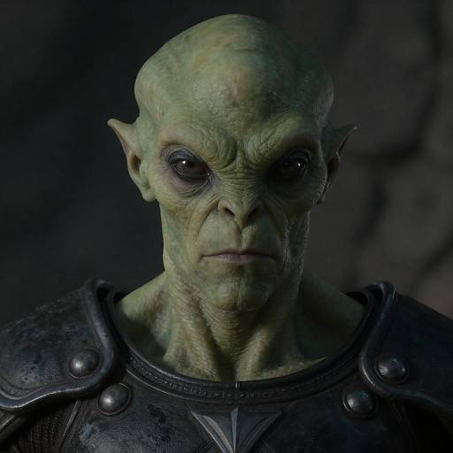 Intense Alien Warrior in Dark Armor