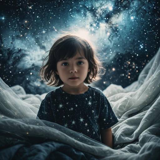 Child in Starry Galaxy Setting