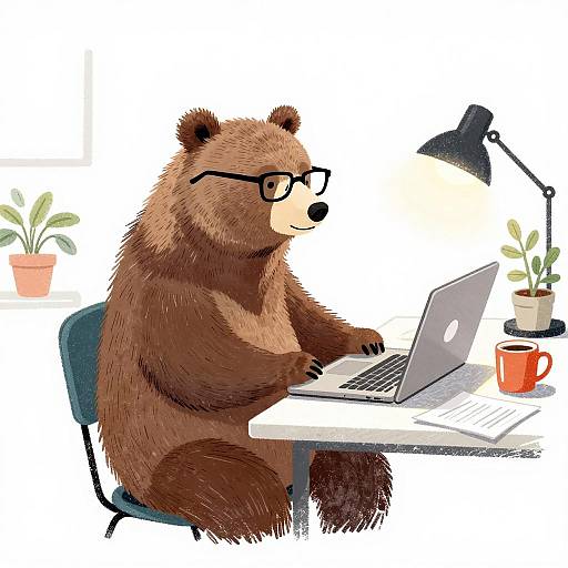 Cozy Bear Workspace Illustration