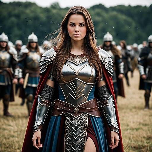Warrior Princess in Armor with Soldiers