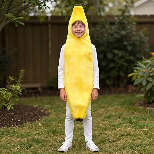 Youth in Banana Costume Outdoors
