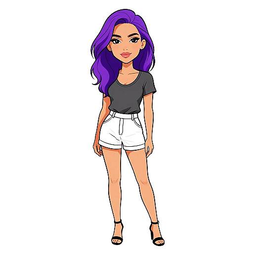 Stylish Woman with Purple Hair in Casual Chic Outfit