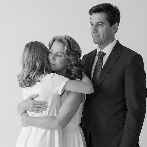 Emotional Black-and-White Family Portrait