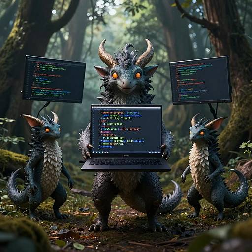 Mythical Creatures Coding in Forest
