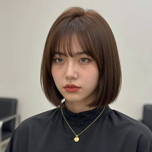 Young Woman with Closure Bob Wig Hairstyle