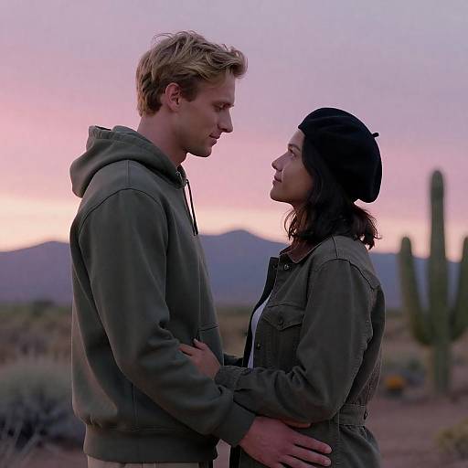 Intimate Couple at Sunset in Nature