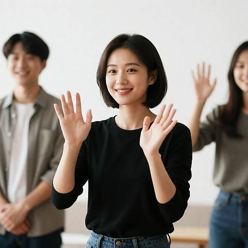 Cheerful Woman in Bright Room