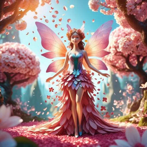Whimsical Flower Petal Fairy Artwork