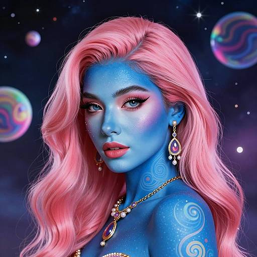 Vibrant Cosmic Portrait of Woman