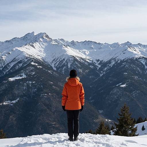 Woman Against Snowcapped Mountains