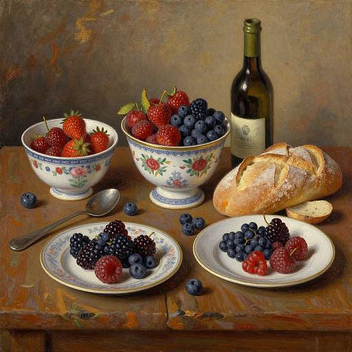 Elegant Still Life with Berries and Wine