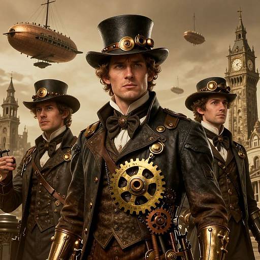 Steampunk Victorian Characters Illustration