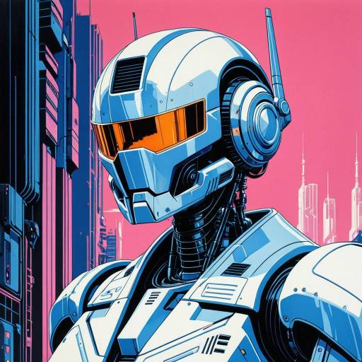 Vaporwave Robot Illustration