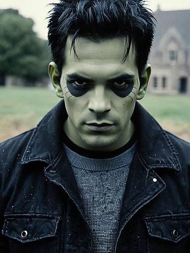 Man in Frankenstein Costume with Dark Makeup