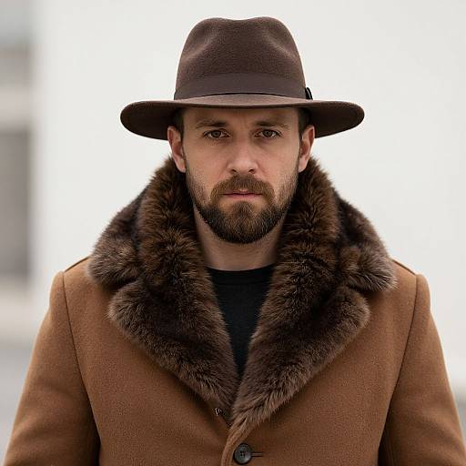 Bearded Man in Brown Fur Coat