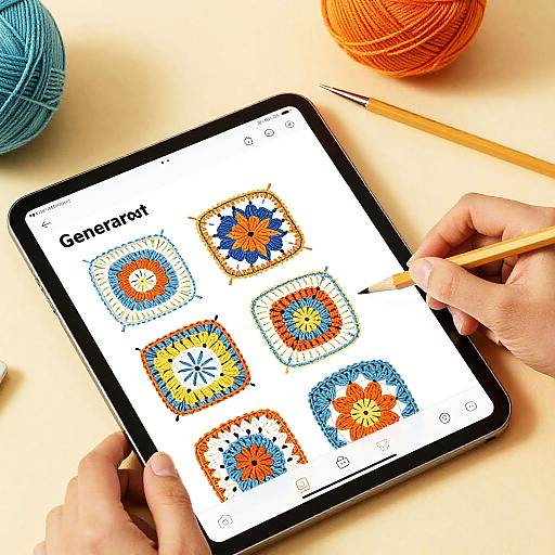 Digital Crochet Workspace with Artistic Flair