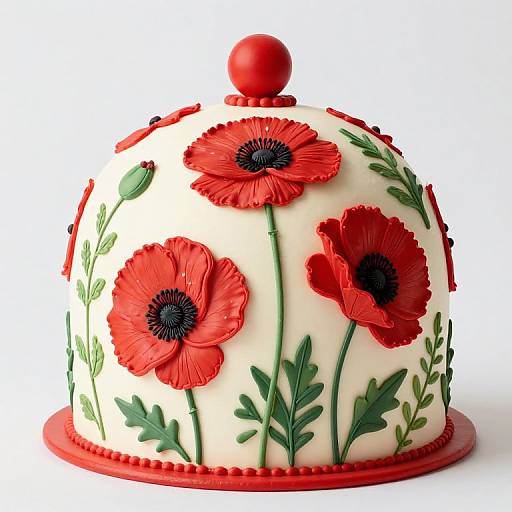 Oriental Poppy Floral Cake Dome
