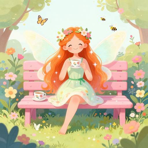 Joyful Fairy in Vibrant Garden
