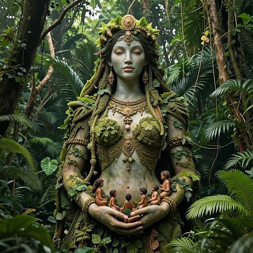 Giantess in Lush Jungle Embrace