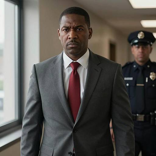 Serious Man in Gray Suit Portrait