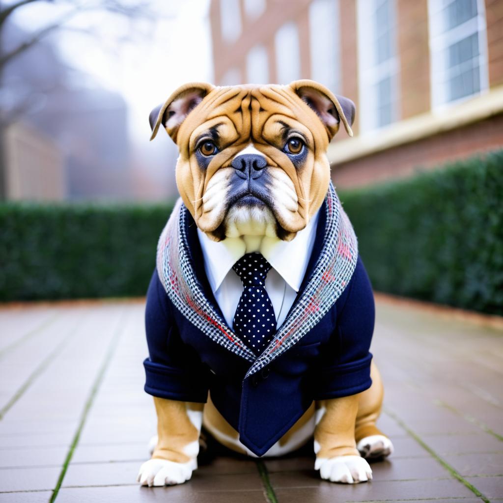 Stylish Bulldog in Fun Accessories