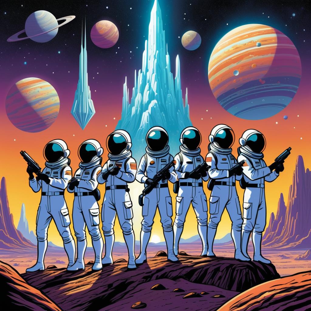 Alien Explorers in Vibrant Cosmic Adventure