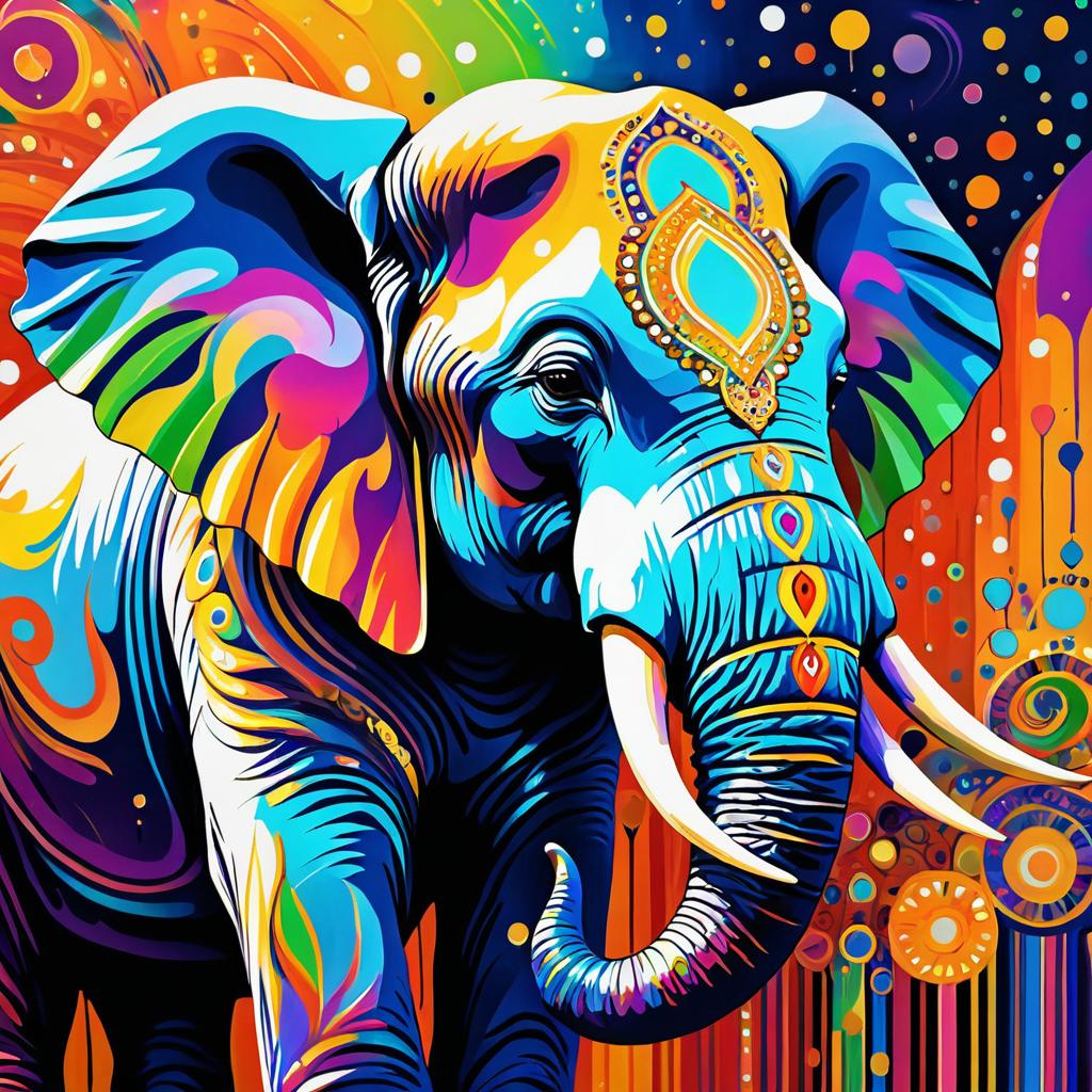 Vivid Gustav Klimt-Inspired Elephant Art