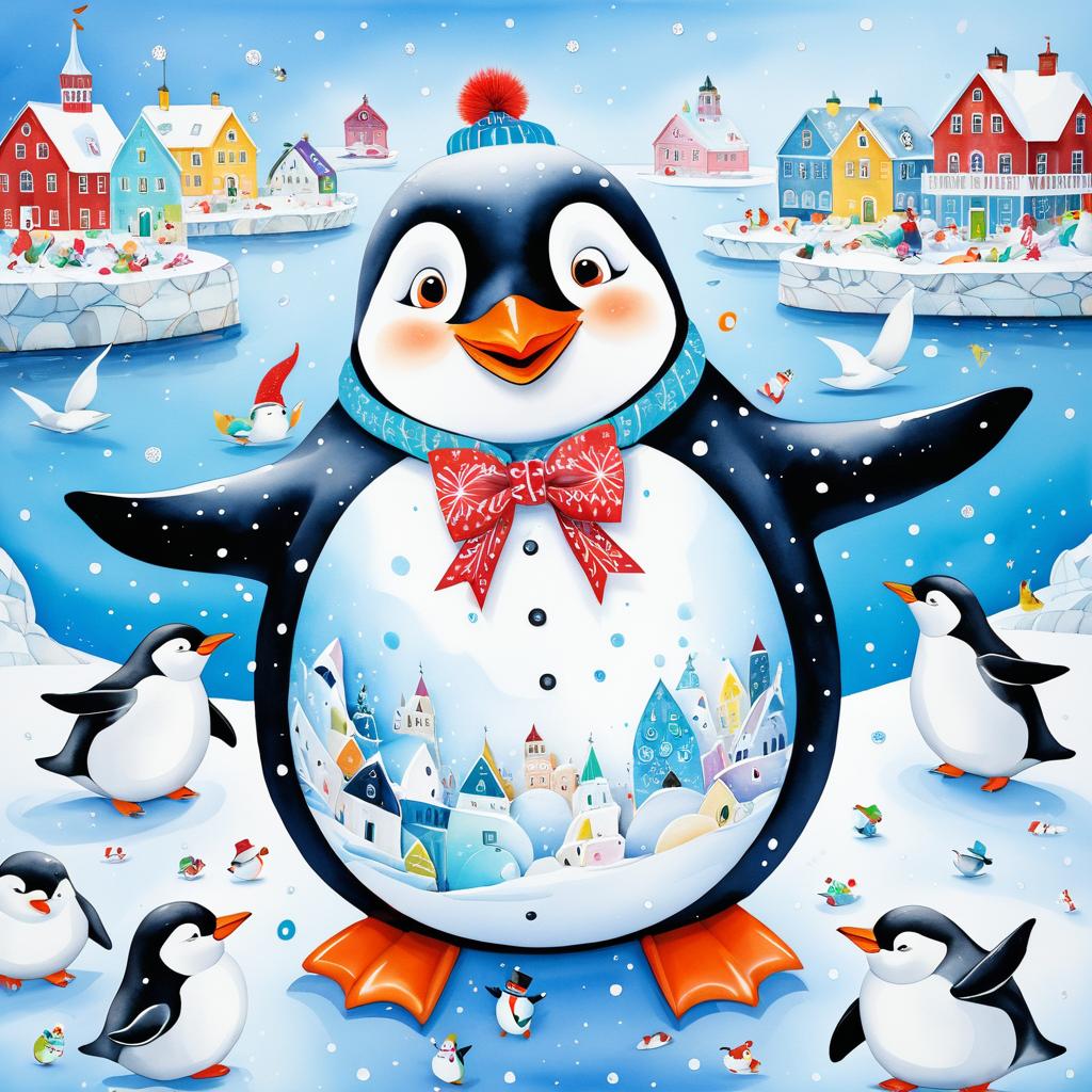 Joyful Winter Scene with Playful Penguins