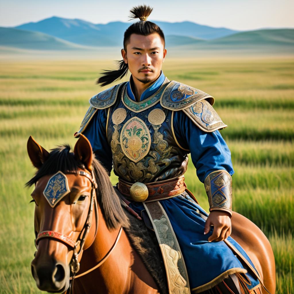 Muscular Mongolian Horseman Portrait