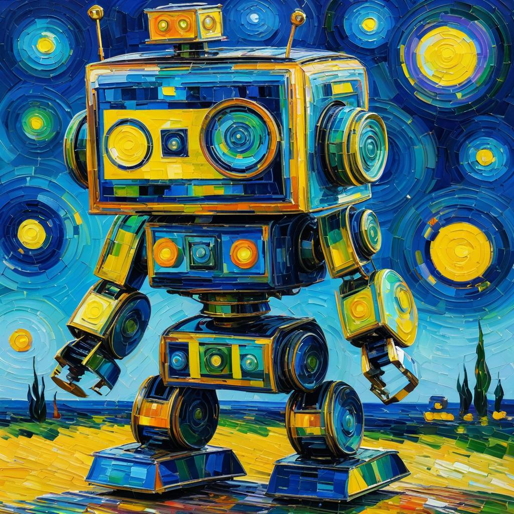 Vibrant Van Gogh-Inspired Robot Art