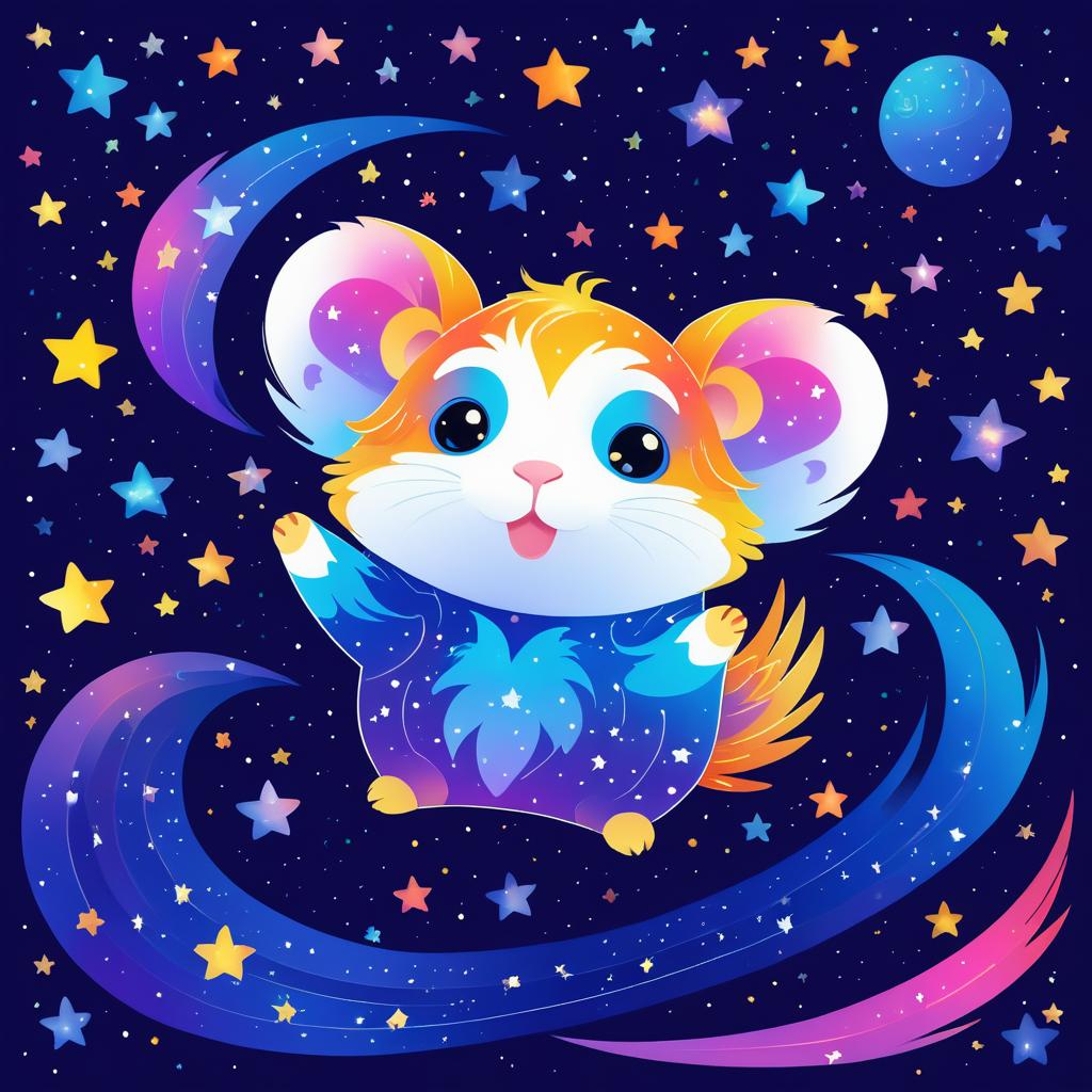 Whimsical Winged Hamster Under Stars