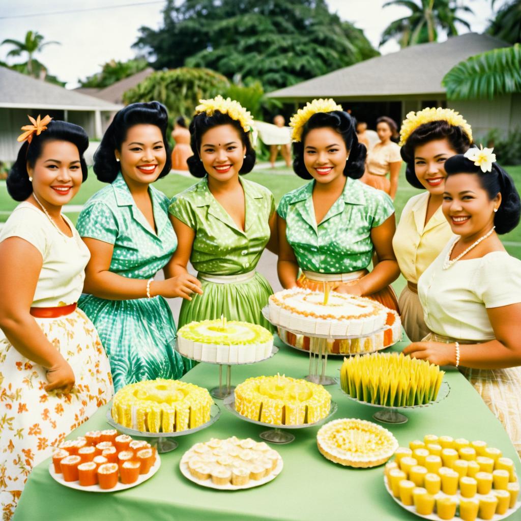 Joyful 1950s Pacific Islander Women Gathering