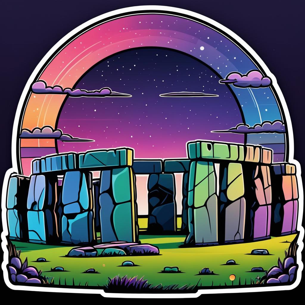 Surreal Colorful Stonehenge Sticker Design