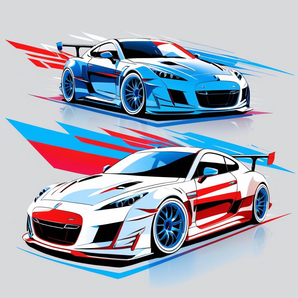 Vibrant Sports Car Manga Illustration