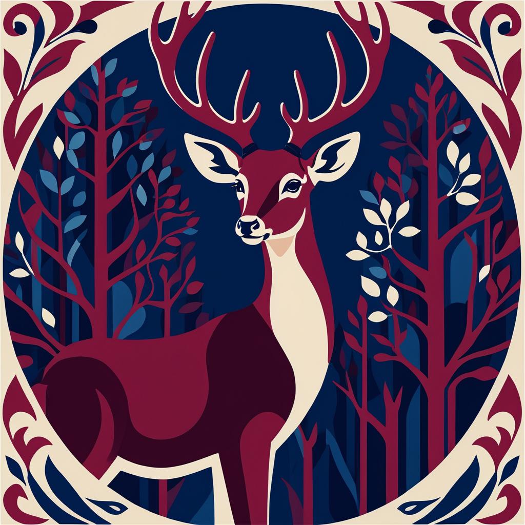 Elegant Deer Illustration in Matisse Style