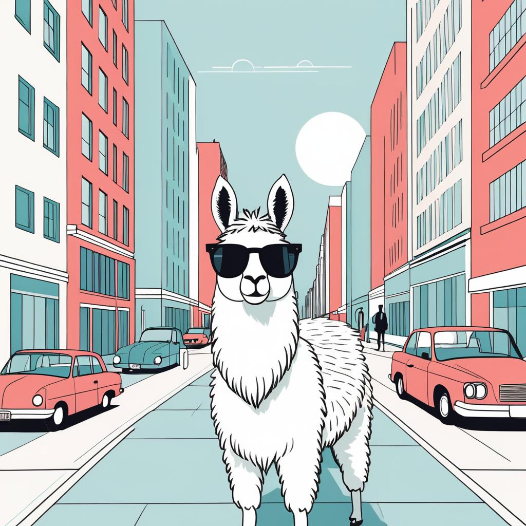 Fashionable Llama in a Vibrant City