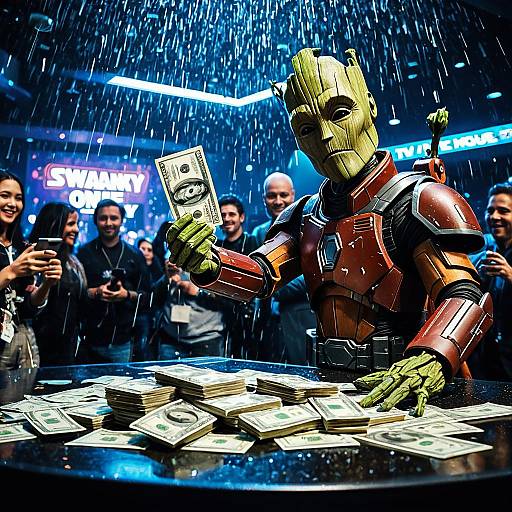 Baby Groot Making it Rain with Cash at Nightclub