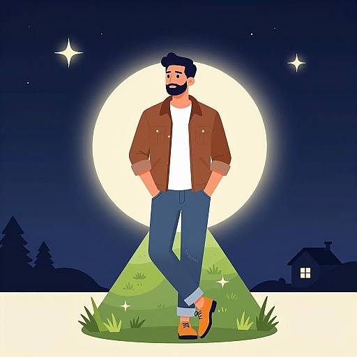 Man Standing Under Starry Night Circle